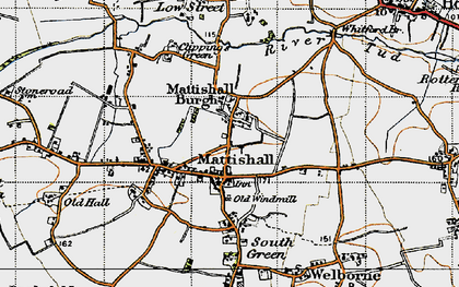 Old map of Mattishall in 1946