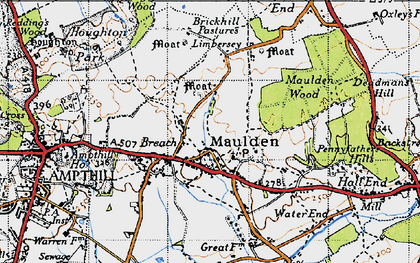 Old map of Brickhill Pastures in 1946