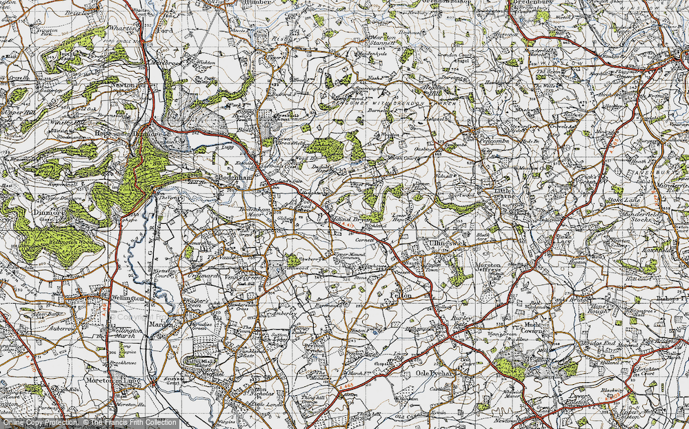 Old Map of Historic Map covering Bitterley Hyde in 1947