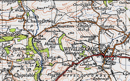 Old map of Maundown in 1946