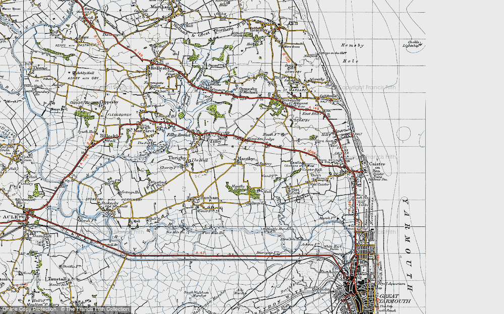Old Map of Mautby, 1945 in 1945