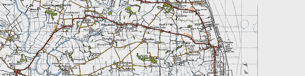 Old map of Mautby in 1945