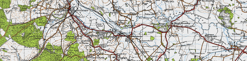 Old map of Mavesyn Ridware in 1946