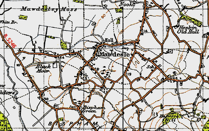 Old map of Mawdesley in 1947
