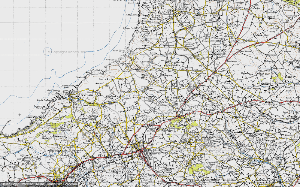 Old Map of Historic Map covering Wheal Plenty in 1946