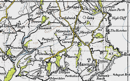 Old map of Mawnan Smith in 1946