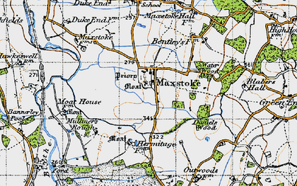 Old map of Maxstoke in 1946