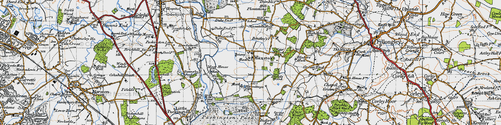 Old map of Maxstoke in 1946
