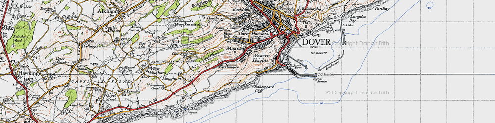 Old map of Maxton in 1947