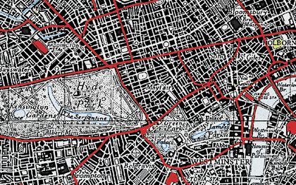 Old map of Mayfair in 1945