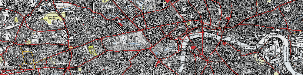 Old map of Mayfair in 1945