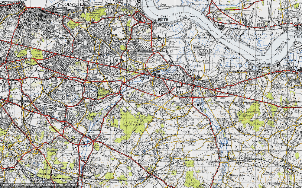 Old Map of Historic Map covering Dartford Heath in 1946