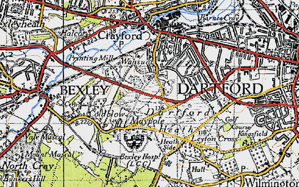 Old map of Dartford Heath in 1946
