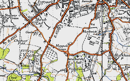 Old map of Maypole Green in 1945