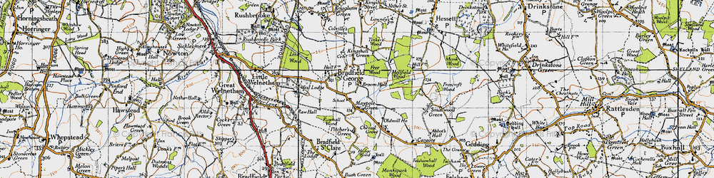 Old map of Maypole Green in 1946