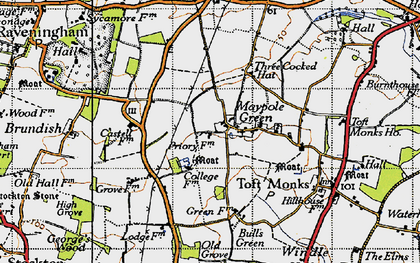 Old map of Maypole Green in 1946