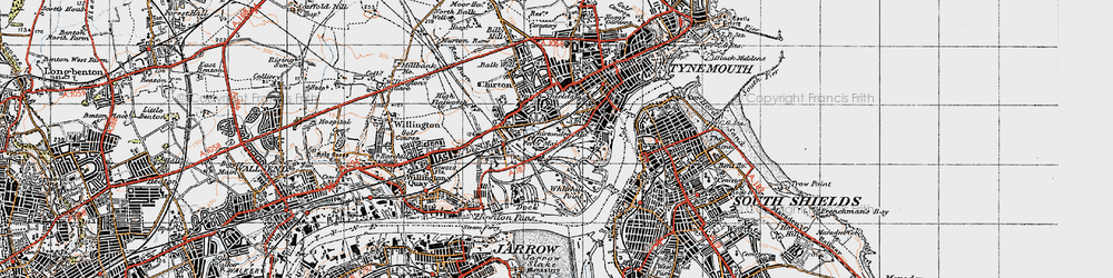 Old map of Meadow Well in 1947