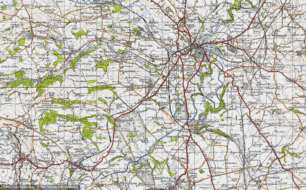 Old Map of Historic Map covering Brandon-Walk Bishop Auckland in 1947