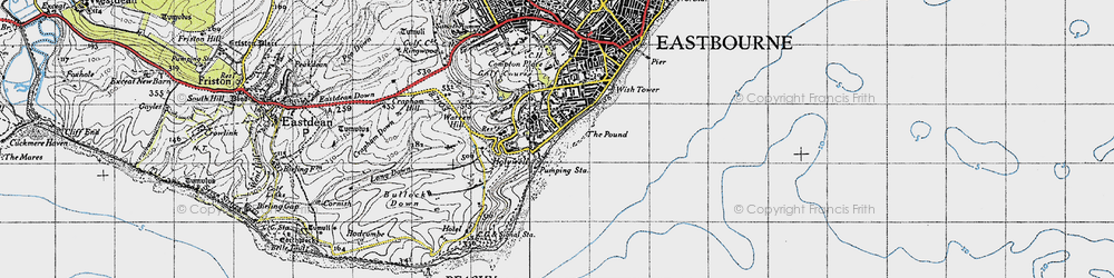 Old map of Beachy Head in 1940