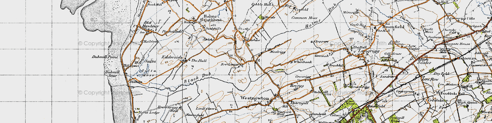 Old map of Aikshaw in 1947