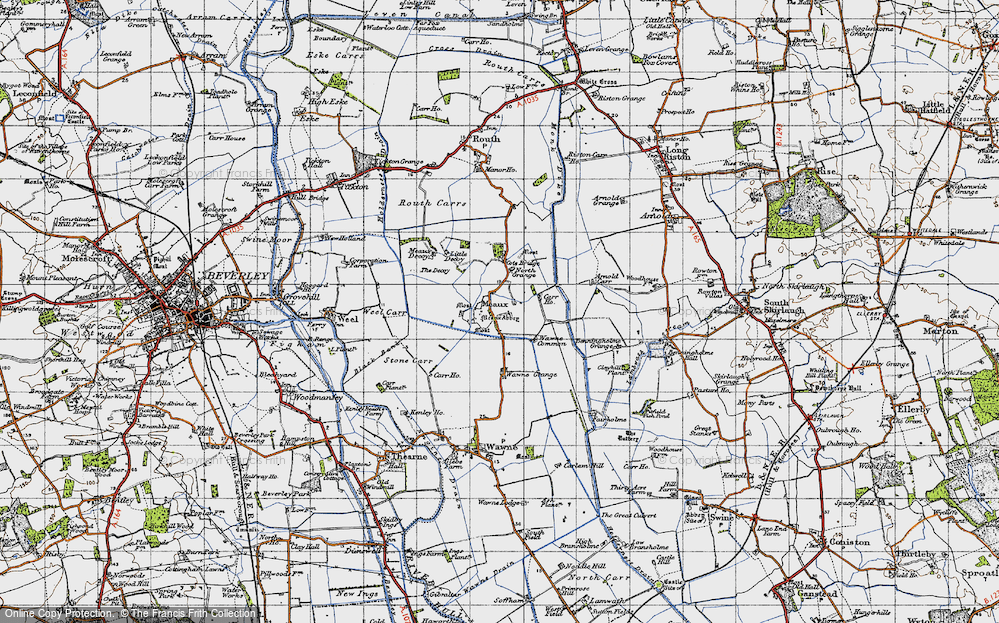 Old Map of Historic Map covering Benningholme Grange in 1947