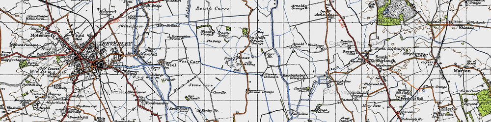 Old map of Meaux in 1947