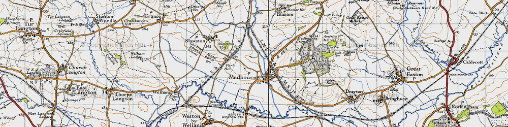 Old map of Nevill Holt Hall (Sch) in 1946