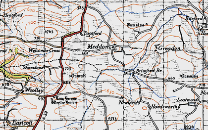 Old map of Meddon in 1946