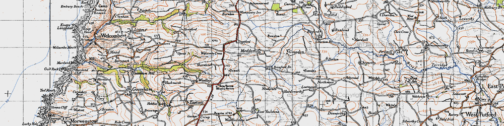 Old map of Meddon in 1946