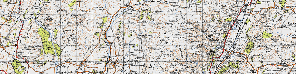 Old map of Adstone in 1947