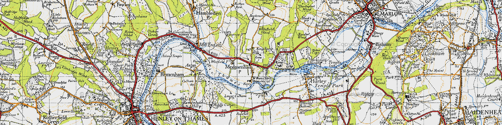 Old map of Medmenham in 1947