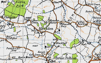 Old map of Meesden in 1946