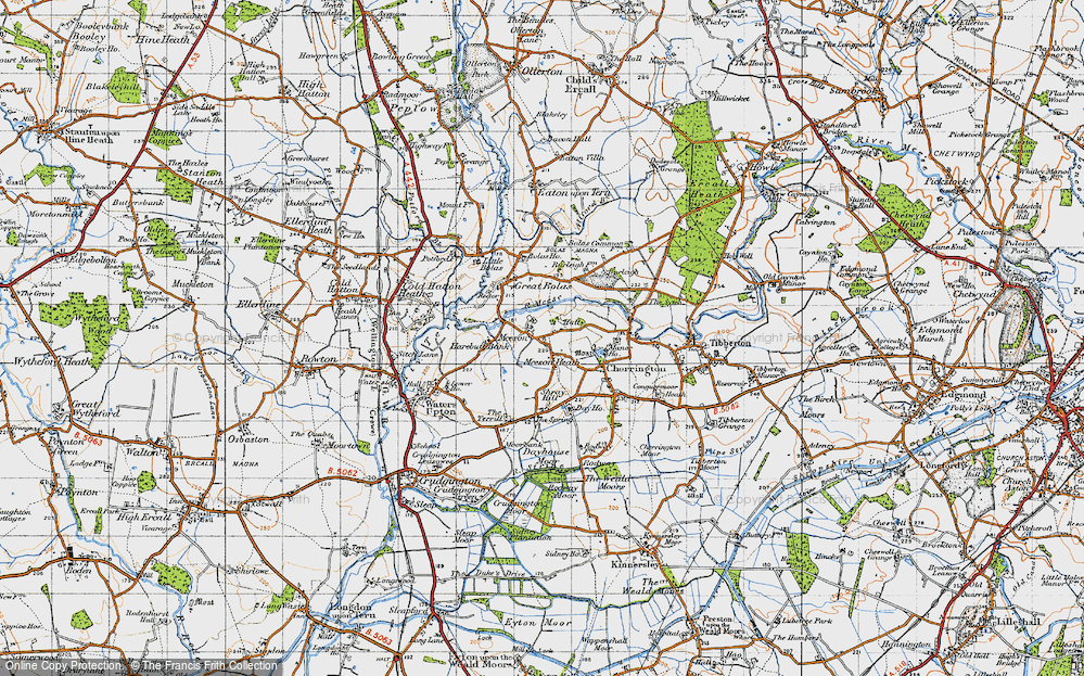 Old Map of Historic Map covering Shray Hill in 1947