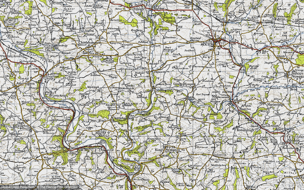 Old Map of Historic Map covering Bias Wood in 1946