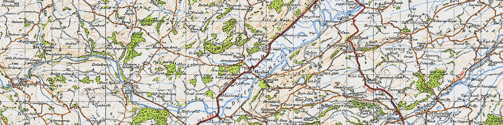 Old map of Meifod in 1947