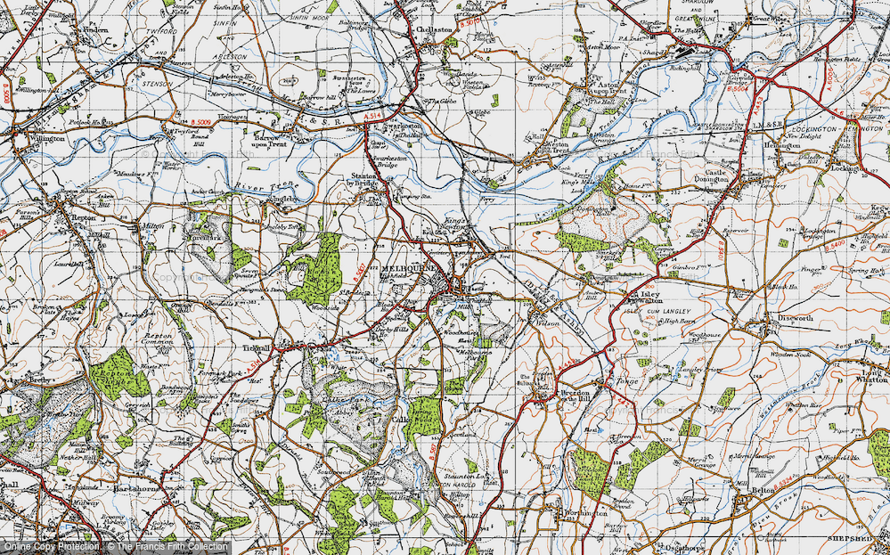 Historic Ordnance Survey Map of Melbourne, 1946