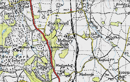 Old map of Bubb Down Hill in 1945