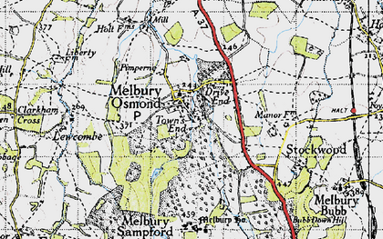 Old map of Melbury Osmond in 1945