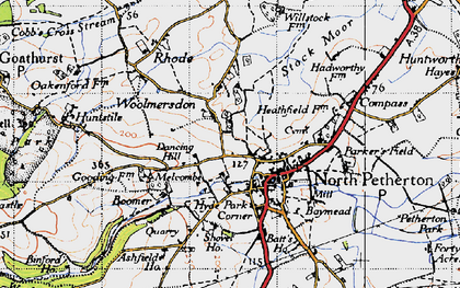 Old map of Melcombe in 1946