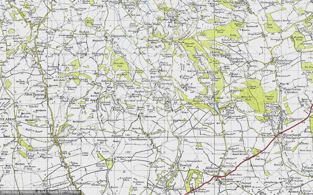 Old Map of Melcombe Bingham, 1945 in 1945