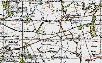 Old map of Meldon in 1947