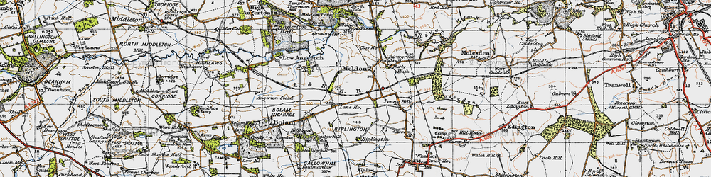 Old map of Meldon in 1947