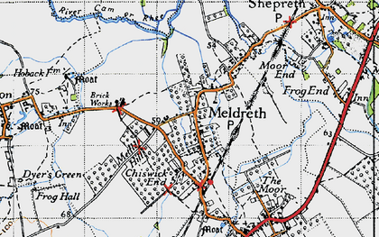 Old map of Meldreth in 1946
