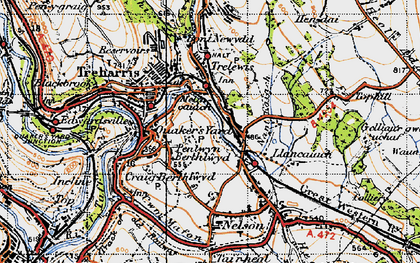 Old map of Melin Caiach in 1947
