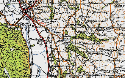 Old map of Bryniog Isaf in 1947