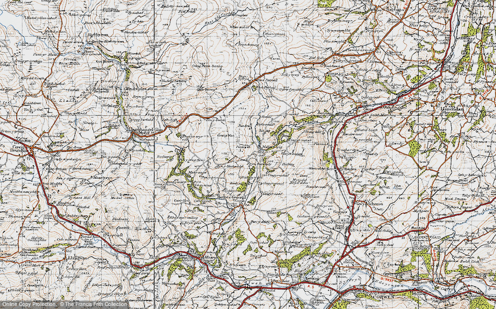 Old Map of Historic Map covering Brynhalen in 1947