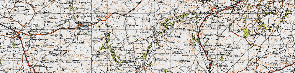 Old map of Bryn-mawndy in 1947