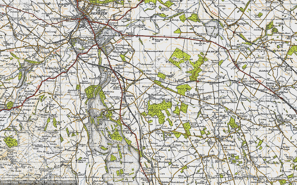 Old Map of Historic Map covering Leacet Hill in 1947