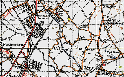 Old map of Melling in 1947