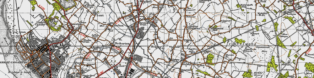 Old map of Melling in 1947